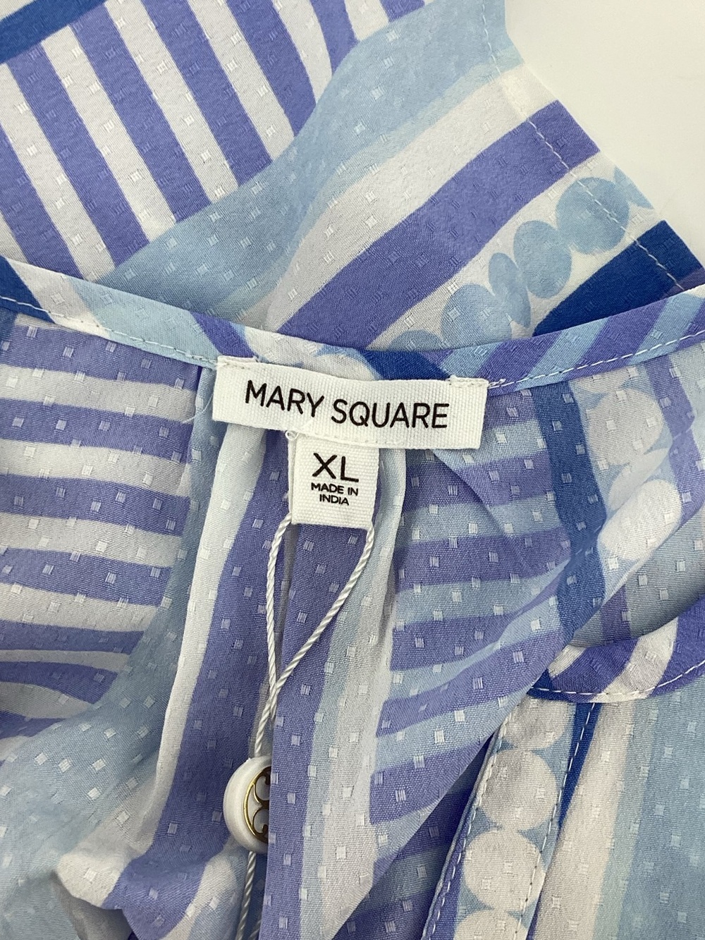 Mary Square Striped Blue Puff-Sleeve Peasant Blouse Simply Stripe Skylar - Picture 4 of 7